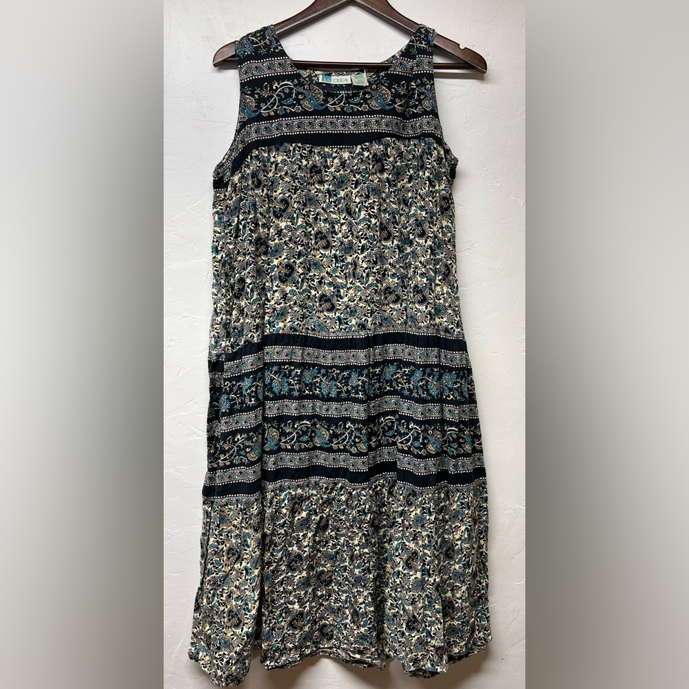 Pretty La Cera Black and Blue Floral Dress